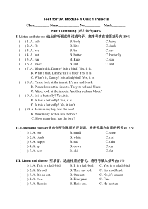 3A Module 4 Unit 1 Insects测试题