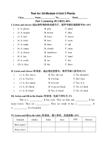 3A Module 4 Unit 3 Plants测试题