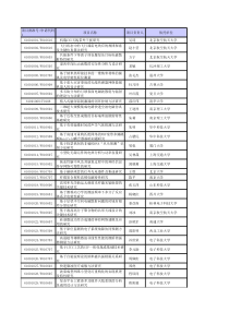 XXXX年信息科学学部资助项目清单