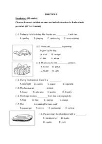 新加坡小学二年级英语试卷PRACTICE 1