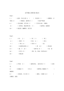 新人教版五年级英语上册期中词汇复习Unit1-Unit3