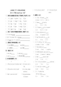 新版pep五年级上册Unit 3 What would you like测试题