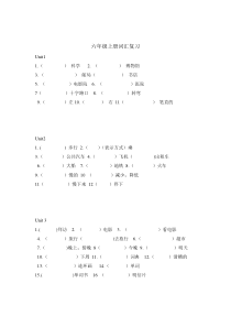 新人教版六年级英语上册期中词汇复习Unit1-Unit3