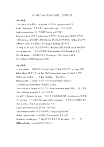 牛津小学英语6A Unit1-Unit3词组、句型归类