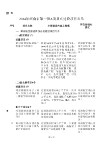 XXXX年河南省第一批A类重点建设项目名单