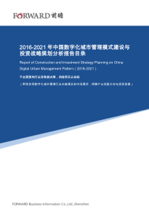 2016-2021年中国数字化城市管理模式建设与投资战略规划分析报告目录