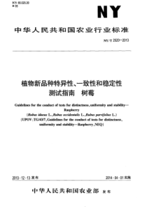 NYT 2520-2013 植物新品种特异性、一致性和稳定性测试指南 树莓