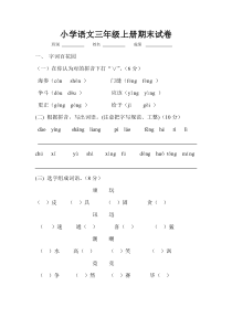 三年级上册期末模拟试卷