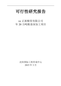 XX正新粮贸有限公司年20万吨粮食深加工项目可研报告