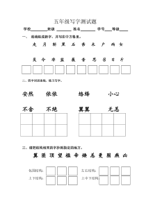 五年级写字试卷