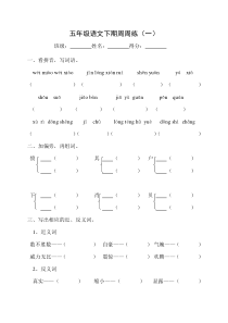 五年级语文下册周周练1