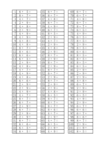 一年级-数学-20以内的进位加法(每页100道)练习题