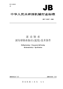 JBT 10187-2000 滚动轴承 深沟球轴承振动(速度) 技术条件