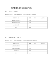 资产管理专员岗位软指标评分表