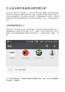 什么是小程序及适用小程序的行业？