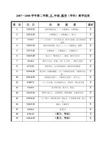 北师大版五年级数学下册教学进度表