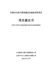 东营市天然气管网建设及储备利用项目项目建议书