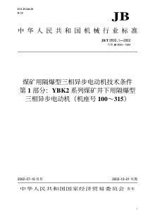 JB T9593.1-2002煤矿用隔爆型三相异步电动机技术条件 第1部分YBK2系列