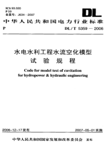 DLT 5359-2006 水电水利工程水流空化模型试验规程