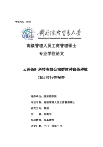 云莲茶叶科技有限公司群体种白茶种植项目可行性报告