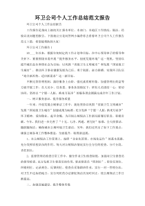 环卫公司个人工作总结范文报告