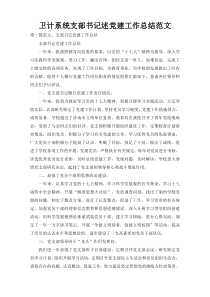 卫计系统支部书记述党建工作总结范文