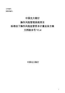 光大银行操作风险项目TSA业务方案