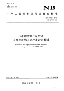 NBT 20032-2010 压水堆核电厂反应堆压力容器承压热冲击评定准则