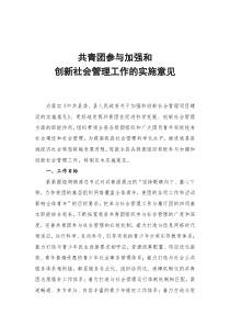 共青团参与加强和创新社会管理项目的实施意见