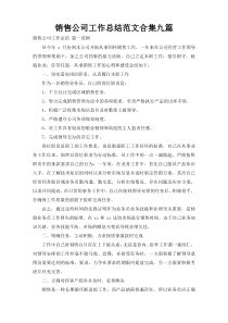 销售公司工作总结范文合集九篇