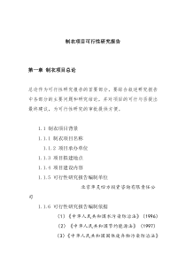 制衣项目可行性研究报告