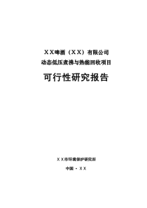 动态低压煮沸与热能回收项目可行性研究报告