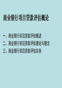 商业银行项目贷款评估概论