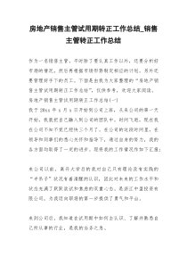 2021年房地产销售主管试用期转正工作总结销售主管转正工作总结