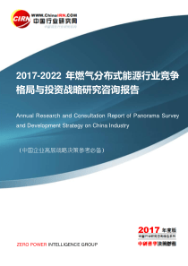 2017-2022年燃气分布式能源行业竞争格局与投资战略研究咨询报告目录