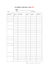 电子课程设计元器件清单一览表(空表)