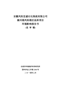 宏盛石化物流有限公司滁州港凤阳港区油库项目环境影