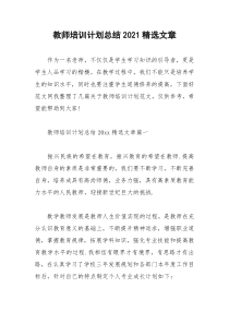 2021年教师培训计划总结精选文章