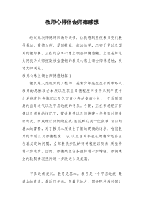 2021年教师心得体会师德感想