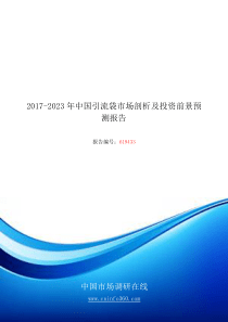 2018年中国引流袋市场剖析预测报告目录