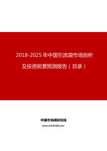 中国引流袋市场剖析及投资前景预测报告目录