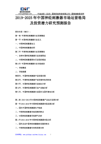 2019-2025年中国神经刺激器市场运营格局及投资潜力研究预测报告