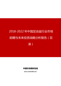 中国足浴盆行业市场前瞻与未来投资战略分析报告目录