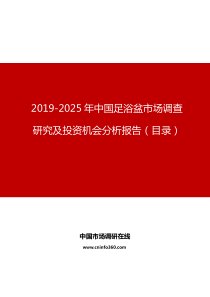 中国足浴盆市场调查研究及投资机会分析报告目录