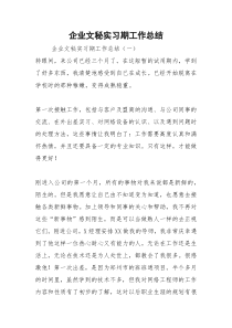 2021年企业文秘实习期工作总结