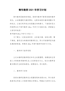 2021年青年教师年学习计划