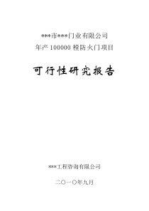 年产10万樘防火门生产项目可行性研究报告