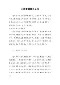 2021年中职教师学习总结