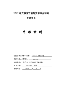 年产45万千瓦高效节能电机项目资金申请报告