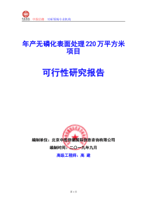 年产无磷化表面处理220万平方米项目可行性研究报告编写